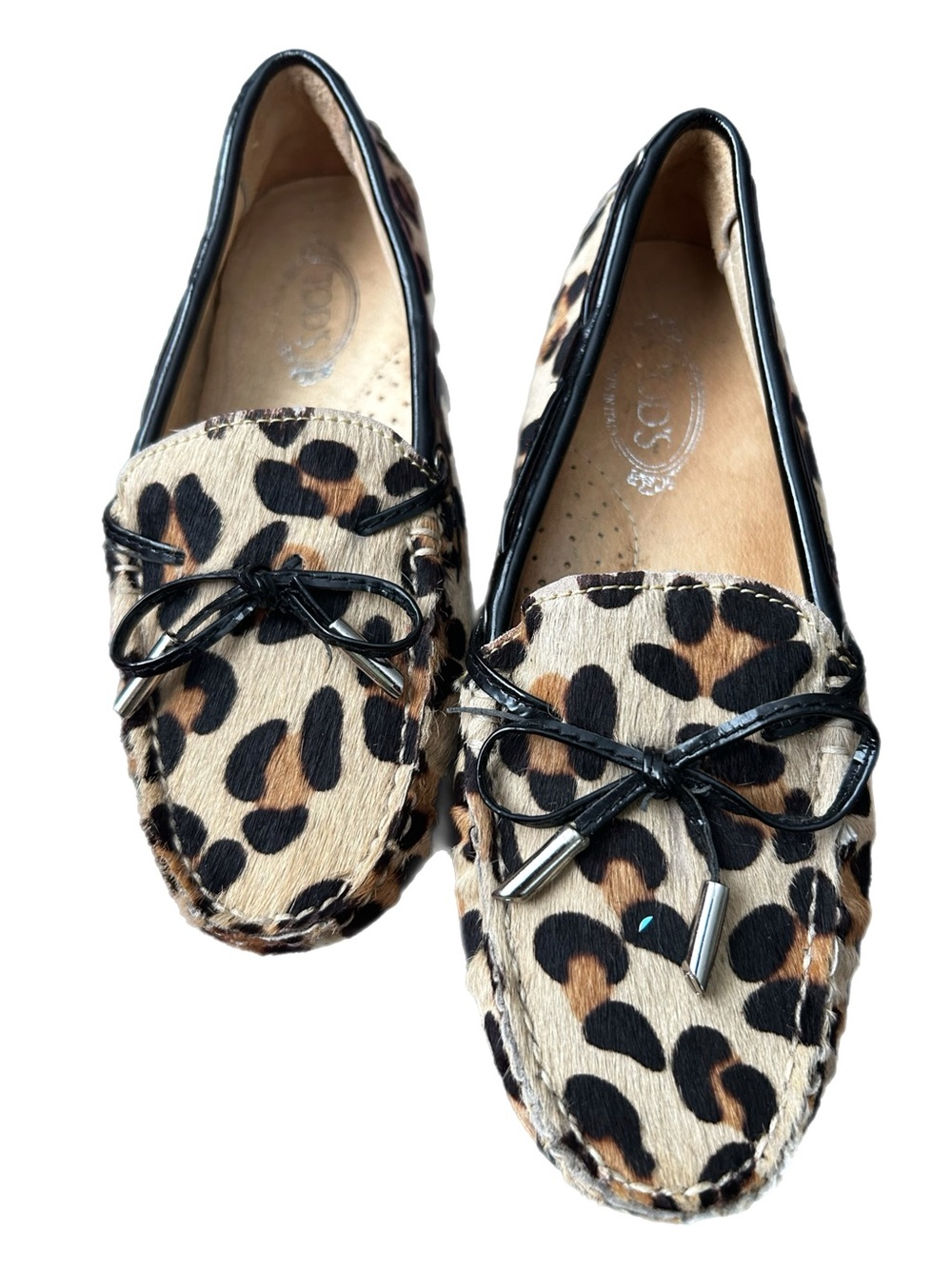 TOD’S Gommino leopard-print calf-hair moccasins Driving Shoe Size 6